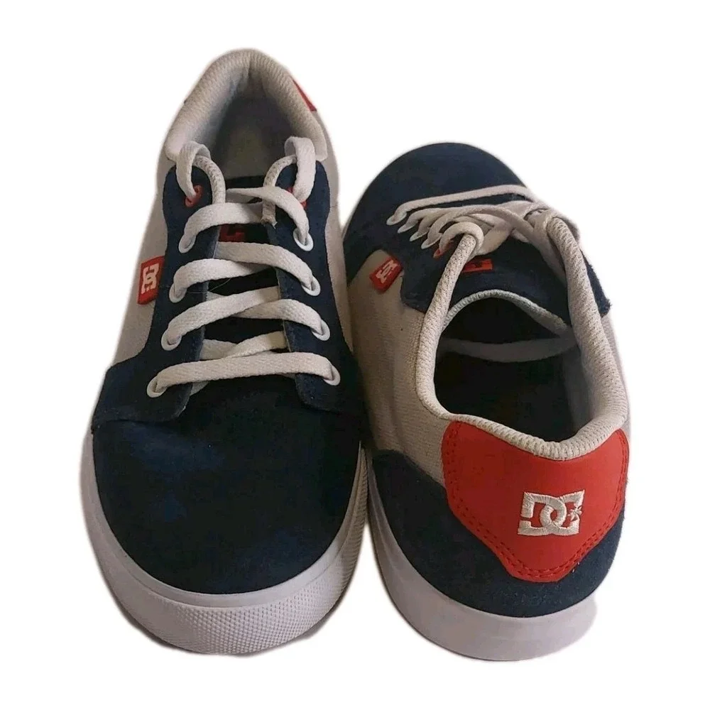 DC Shoes Mens Skate Sneakers Navy Grey Red Suede Canvas Low Top Low-Top